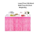 Pink foil fringe table skirt for Halloween parties measuring 275cm by 75cm in length - Fluorescent Rose Red Fringe Table Skirt