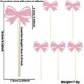 Roze glitter vlinder taarttoppers met afmetingen getoond op een witte achtergrond - Glitter Roze Stijl D