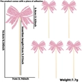 Detailed size chart for pink glitter butterfly cake toppers for birthday party decorations - Glitter Pink Style F