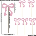 Detailed view of pink glitter butterfly cake toppers with precise size measurements - Pink Cake Topper Style H