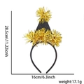 Serre-tête de fête avec pompons dorés et paillettes noires, hauteur totale de 28,5 cm - Style Haut-de-forme Nouvel An Guirlande