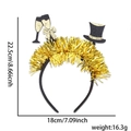 Serre-tête de Nouvel An avec décorations de verre à vin et chapeau haut de forme - Style Coupe Champagne Chapeau Guirlande