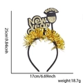 Serre-tête Happy New Year noir et or avec paillettes et bordure en guirlande dorée - Style Lettre Coupe Champagne Guirlande