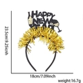 Serre-tête Happy New Year avec guirlandes dorées et lettres à paillettes pour fêtes - Style Coupe Champagne Lettre Guirlande