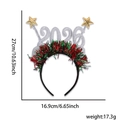 Detailed view of New Year 2026 headband with dimensions 27cm by 16.9cm on white background - New Year Headband / Silver 2026 Star Headband