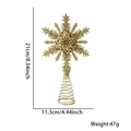 21cm golden glitter snowflake Christmas tree topper with dimensions and spiral base - Multi-layer Gold Snowflake Tree Topper