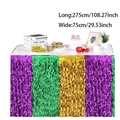 Driekleurige carnaval franje tafelrok paars groen goud decoratie 275x75 cm - 75x275cm / Groen Goud Paars Driekleur Scimitar Stijl