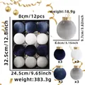 Blue white and grey velvet Christmas ball ornaments set of 12 for holiday tree decoration - Blue White Gray Fabric Ball / Set of 12 / 8cm