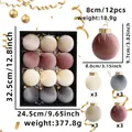 Velvet Christmas ball ornaments set in pink, grey and white with metal hangers 12pcs - Champagne Silver Fabric Ball / Set of 12 / 8cm