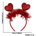 Serre-tête cœurs rouges à paillettes avec franges, dimensions 19cm x 21,5cm pour fête - Double Grands Cœurs