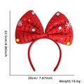 Funkelndes rotes Pailletten-Weihnachtsstirnband mit Schneeflocken und bunten Pompons - Weihnachts-Stirnband / Schneeflockenschleife
