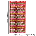 2x1m Roter Weihnachts-Fransenvorhang mit Happy Holiday Druck für Party-Hintergründe - Roter Weihnachtsgrüße-Druck