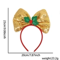 Serre-tête de Noël à gros nœud doré pailleté avec détails de houx pour fête festive - Nœud Doré avec Baie