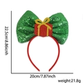 Serre-tête de Noël avec grand nœud en paillettes vertes et petite boîte cadeau - Nœud Vert avec Boîte Cadeau