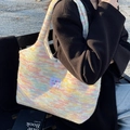 Pluche gebreide shopper in pastelkleuren met grote capaciteit voor winterse mode - Roze
