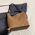 Sac fourre-tout en daim marron avec garniture en cuir foncé, style vintage - Sac à main / Kaki