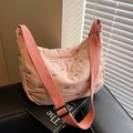 Pink quilted bow crossbody bag with adjustable wide shoulder strap for women - Pink