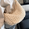 Elegante borsa a tracolla bianco crema con texture popcorn e morbido design a nuvola - Bianco