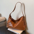 Sac cabas marron en cuir avec large bandoulière et pochette amovible style décontracté - Marron