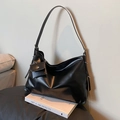 Grand sac cabas hobo en cuir synthétique noir avec mini porte-monnaie amovible - Noir
