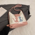 Sac fourre-tout rose et blanc à motif chat avec bandoulière pour le trajet quotidien - Rose - Sans Pendentif