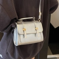 Chic silver metallic crossbody bag for women with gold hardware and top handle - No Pendant / Silver
