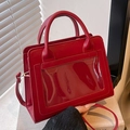 Borsa ita retro rossa con finestra trasparente e manico per donna - Rosso