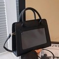 Sac à main rétro noir avec fenêtre transparente et bandoulière dorée amovible - Noir