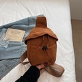 Minimalistische braune Nylon Umhängetasche für Handys mit verstellbarem Kordelzug - Braun