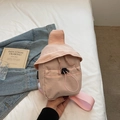 Minimalist light pink nylon crossbody mini phone bag with drawstring closure for women - Pink
