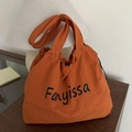 Borsa tote arancione in nylon con chiusura a coulisse e stampa del logo Fanyissa - Arancione
