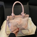 Rosa Stickerei Eimertasche mit floralem Spitzenmuster und 3D Schmetterlingen - Rosa