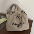 Khaki nylon tote bag with drawstring closure and Fanyissa branding for everyday use - Khaki