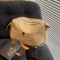 Borsa a tracolla minimalista in nylon kaki di grande capacità con tracolla larga - Cachi