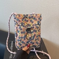 Mini bloemen jacquard crossbody tas met trekkoord en vintage patronen voor smartphones - Roze