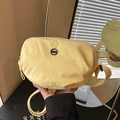 Borsa a tracolla in nylon giallo chiaro con tracolla regolabile e logo in metallo - Giallo