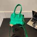 Mini green handbag with crocodile texture and metallic finish, crossbody style for women - Green