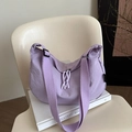 Minimalist purple nylon crescent crossbody bag with adjustable wide strap for women - Purple