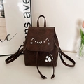 Mini zaino marrone retrò con motivo a gatto e pelle PU con trama litchi - Marrone