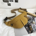 Minimalist mustard yellow canvas sling bag with wide strap for casual daily commuting - Yellow