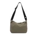 Olive green waterproof nylon crossbody bag with adjustable black strap for women - Green