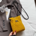 Gelbe Mini-Umhängetasche aus Nylon mit Kordelzug und geflochtenem Schultergurt - Ohne Anhänger / Gelb