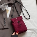 Mini Umhängetasche aus Nylon in Dunkelrot mit Kordelzug und gewebtem Schultergurt - Ohne Anhänger / Burgunderrot