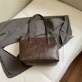 Fashionable large capacity dark brown tote bag with vintage texture and long shoulder strap - Coffee Without Charm