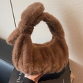 Bolso de mano chic en piel sintética marrón con asa anudada para moda otoñal femenina - Marrón