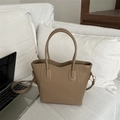 Elegante borsa a secchiello marrone in pelle PU con rilievo FASHION e tracolla regolabile - Cachi