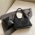 Schicker Shopper in Schwarz mit Leopardenmuster und passender Innentasche für Damen - Schwarz