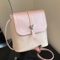 Secchiello rosa e crema con stampe a fiocco e fibbia metallica a forma di cuore - Rosa Senza Pendente
