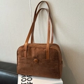 Brown retro suede shoulder bag with long straps for women's casual daily commuting - Brown (Without Charm)