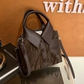 Unique coffee brown shirt-style vest bag with button detail and pleated leather finish - Brown